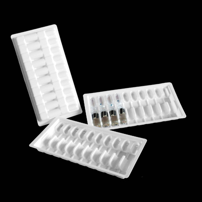 10 मिलीलीटर दवा की बोतल एपीईटी व्हाइट प्लास्टिक ब्लिस्टर पैकेजिंग शीशी धारक ट्रे