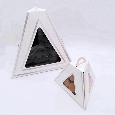 मैकरॉन बॉक्स पैकेजिंग त्रिभुज पिरामिड आकार छोटा केक पैकेजिंग बॉक्स