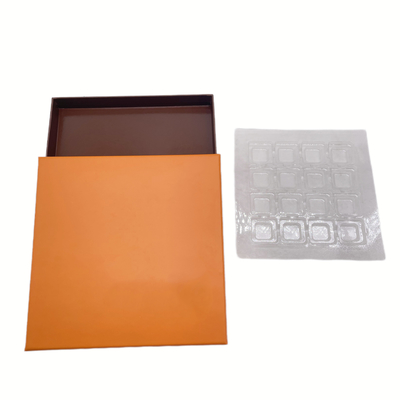 क्राफ्ट पेपर पैकेजिंग बॉक्स के साथ 16 पीसी चॉकलेट क्लियर ब्लिस्टर प्लास्टिक इन्सर्ट ट्रे
