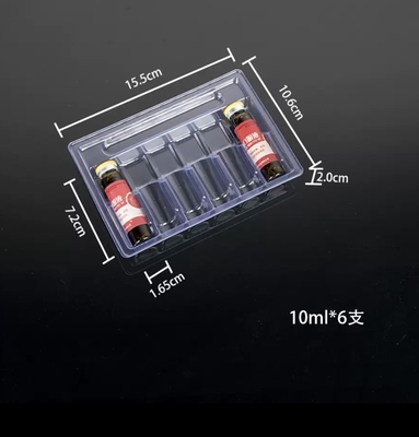 10ml ओरल लिक्विड एम्पौल ट्रे पीईटी पारदर्शी वैक्यूम ट्रे, पैकेज 5 का, पैकेज 10 का, पैकेज 12 का
