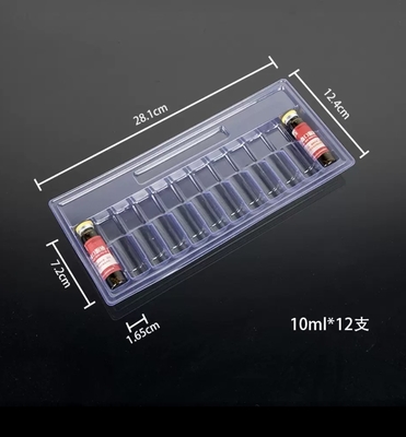 10ml ओरल लिक्विड एम्पौल ट्रे पीईटी पारदर्शी वैक्यूम ट्रे, पैकेज 5 का, पैकेज 10 का, पैकेज 12 का