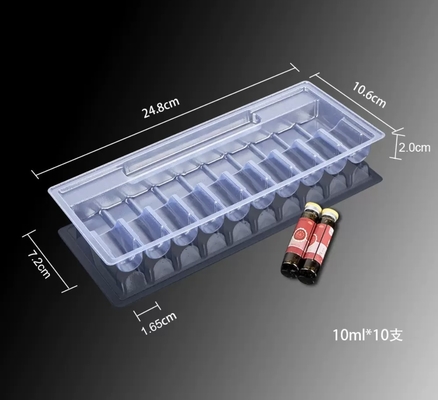 10ml ओरल लिक्विड एम्पौल ट्रे पीईटी पारदर्शी वैक्यूम ट्रे, पैकेज 5 का, पैकेज 10 का, पैकेज 12 का